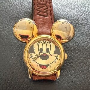 Disney Gold and Brown Mickey Mouse Watch
